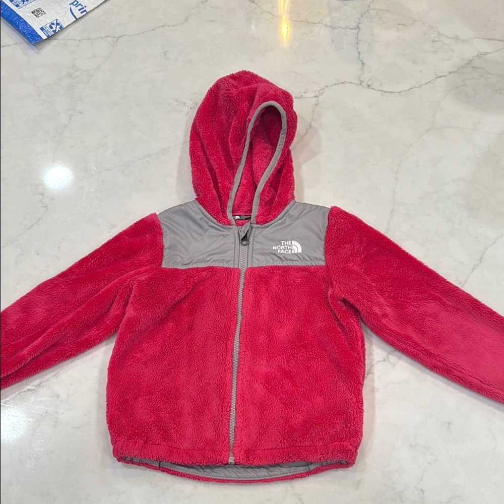 The North Face pink and Gray Hooded Fleece Jacket